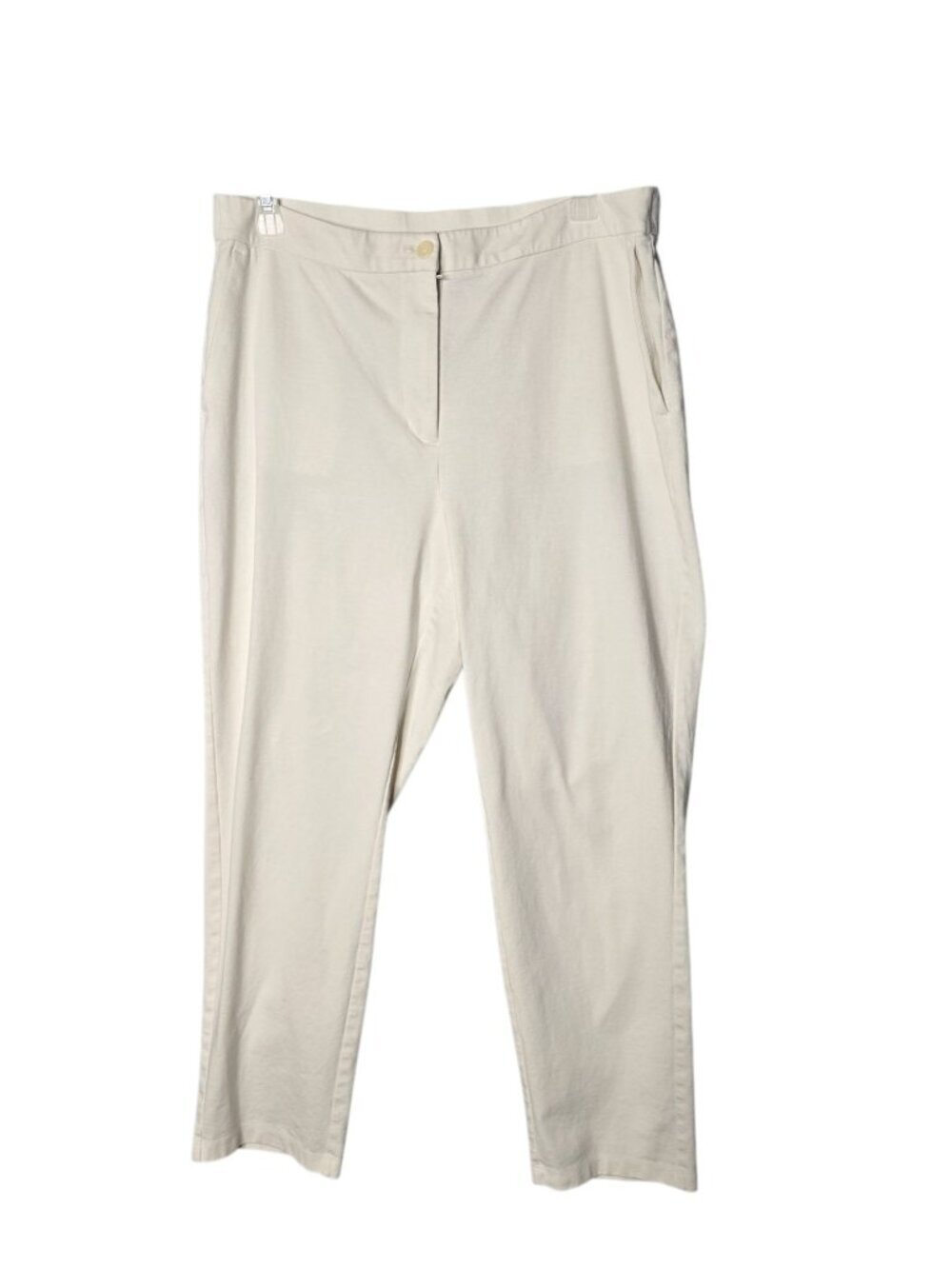 Eileen Fisher White Straight Leg Organic Cotton Pant Large Minimalist - Picture 2 of 12